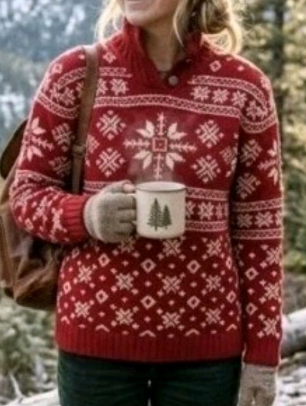 Ralph Lauren Snowflake s Hand Knit Pullover Nordic Red Sweater White Chunky L
